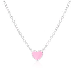 Children's Sterling Silver Pink Enamel Heart Pendant Necklace