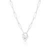 Thumbnail Image 1 of Sterling Silver Heart Padlock Pendant Paper link Chain Necklace