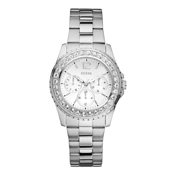 Guess Ladies Silver Chronograph Dial Stainless Steel Bracele