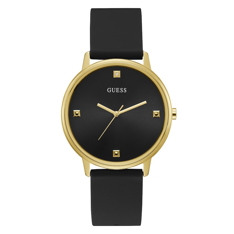 Guess Ladies' Black Dial & Leather Strap Watch