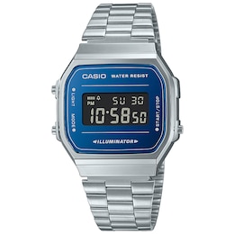 Casio Vintage Collection A168WEM-2BEF Blue Digital Dial Stainless Steel Bracelet Watch