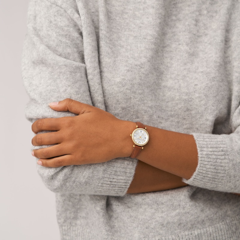 Main Image 4 of Fossil Carlie Ladies' Silver Dial Brown Leather Strap Watch