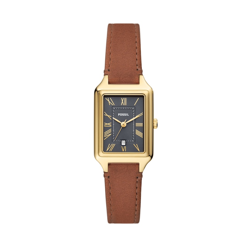 Main Image 1 of Fossil Raquel Ladies' Black Rectangular Dial Brown Leather Strap Watch