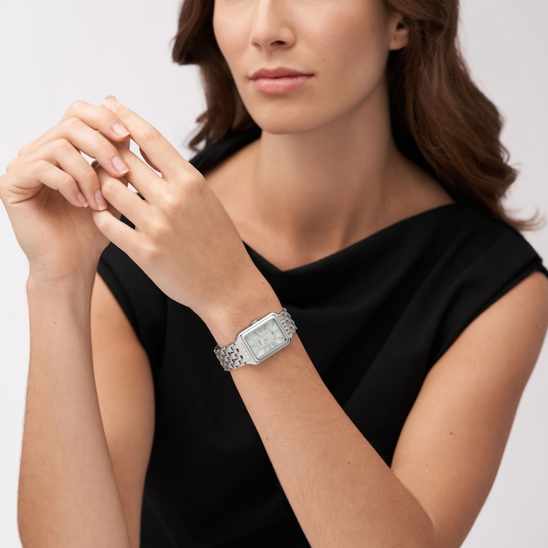 Main Image 4 of Fossil Raquel Ladies' MOP Rectangular Dial Stainless Steel Bracelet Watch