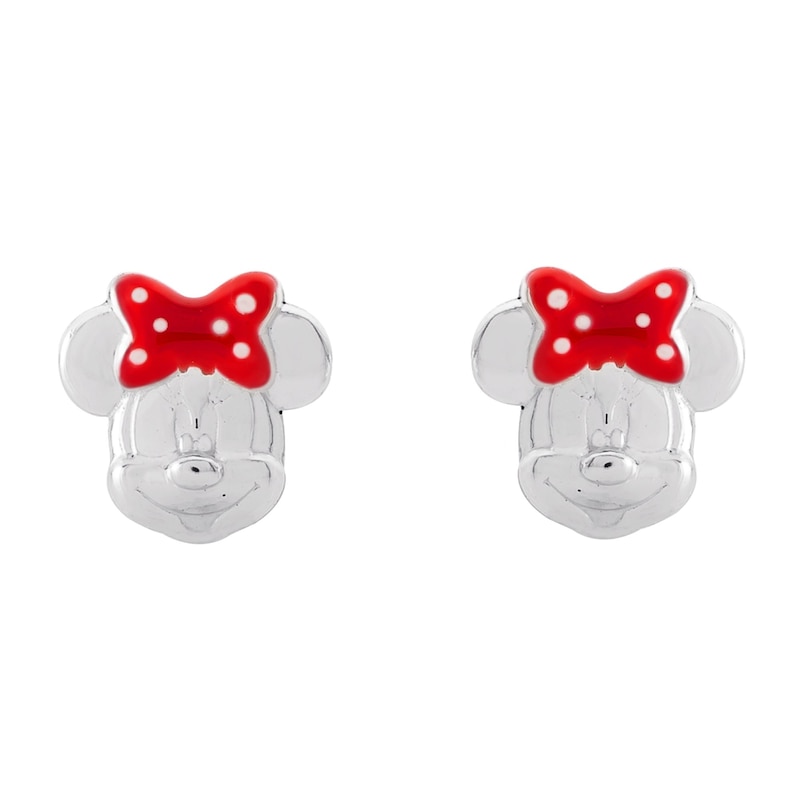 Main Image 1 of Disney Sterling Silver Minnie Mouse Red Bow Stud Earrings