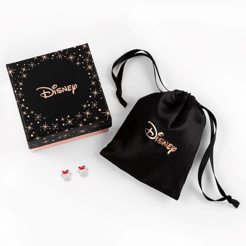 Main Image 3 of Disney Sterling Silver Minnie Mouse Red Bow Stud Earrings