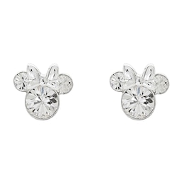 Disney Sterling Silver Crystal Minnie Mouse Stud Earrings