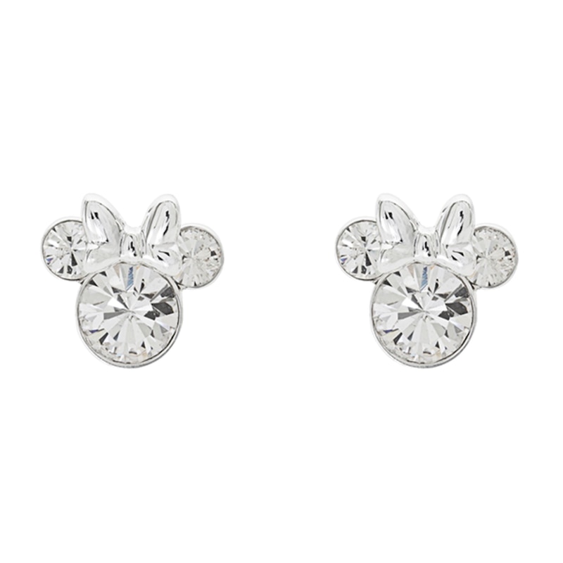 Disney Sterling Silver Crystal Minnie Mouse Stud Earrings