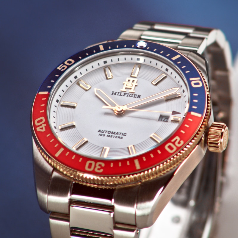Main Image 4 of Tommy Hilfiger Men's White Dial Stainless Steel Bracelet Automatic Watch