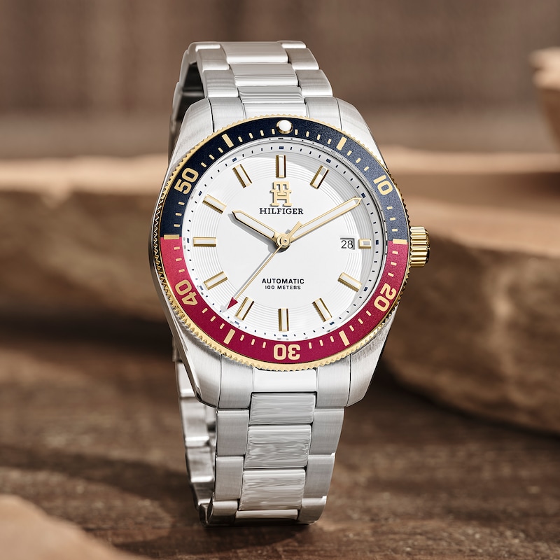 Main Image 5 of Tommy Hilfiger Men's White Dial Stainless Steel Bracelet Automatic Watch
