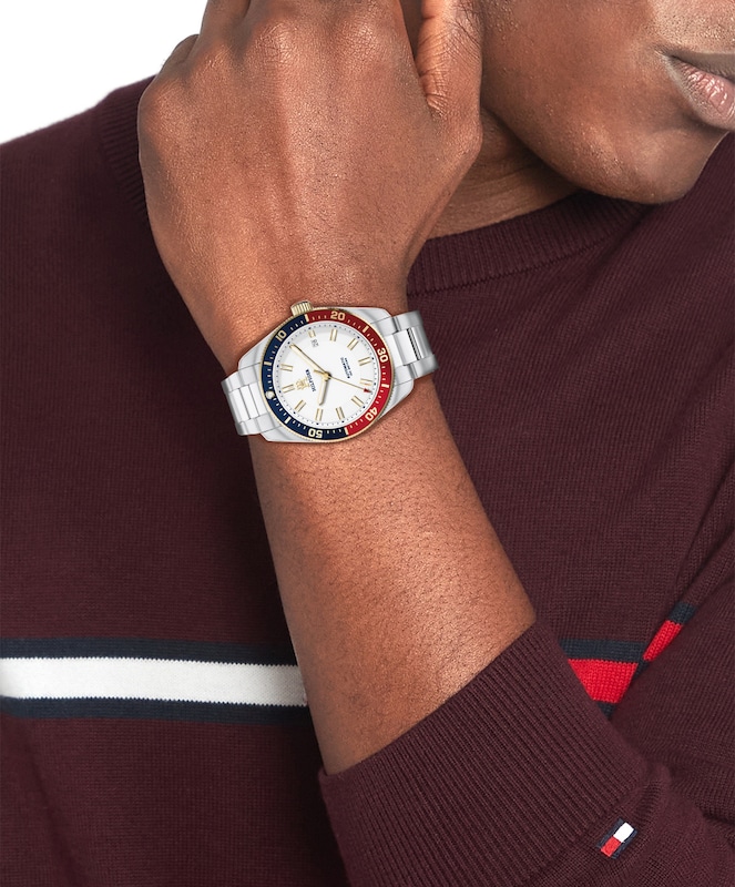 Main Image 6 of Tommy Hilfiger Men's White Dial Stainless Steel Bracelet Automatic Watch
