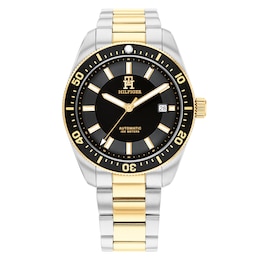Tommy Hilfiger Men's Black Dial Stainless Steel Two Tone Bracelet Watch
