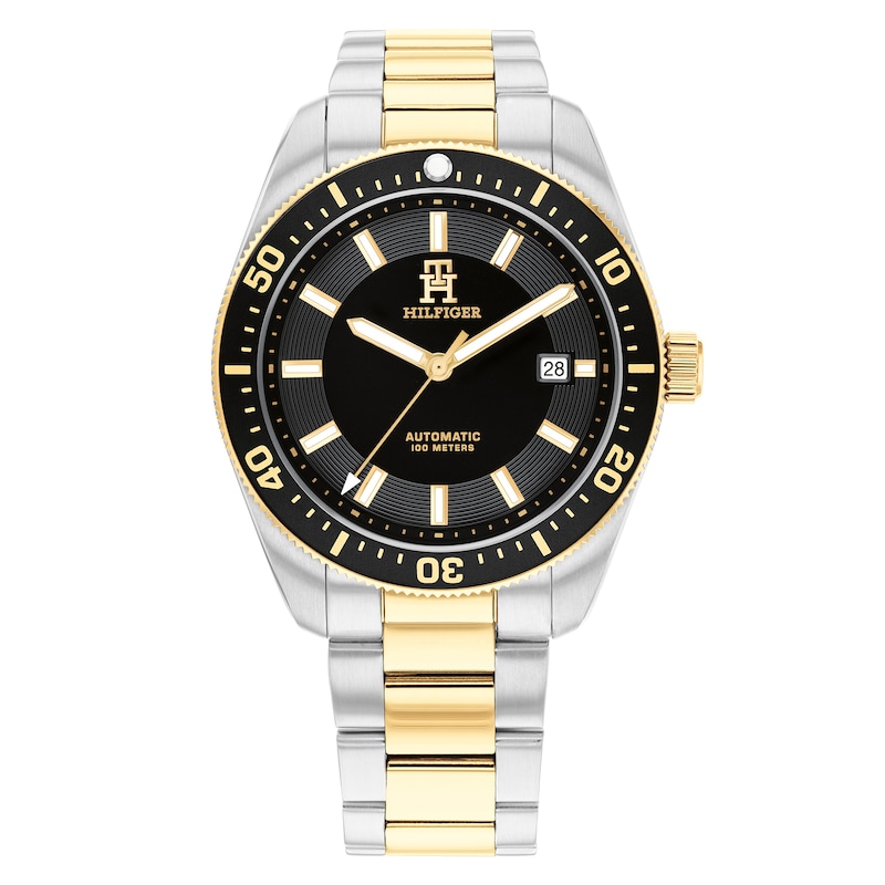 Main Image 1 of Tommy Hilfiger Men's Black Dial Stainless Steel Two Tone Bracelet Watch