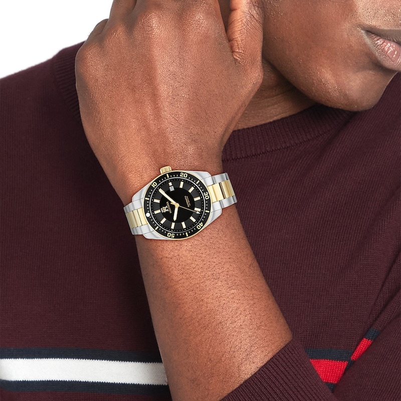 Main Image 4 of Tommy Hilfiger Men's Black Dial Stainless Steel Two Tone Bracelet Watch
