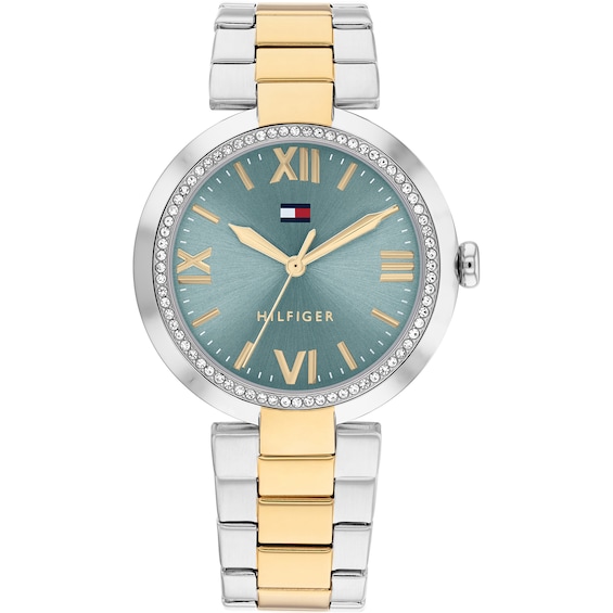 Tommy Hilfiger Women's Stone Set Bezel Two Tone Bracelet Watch