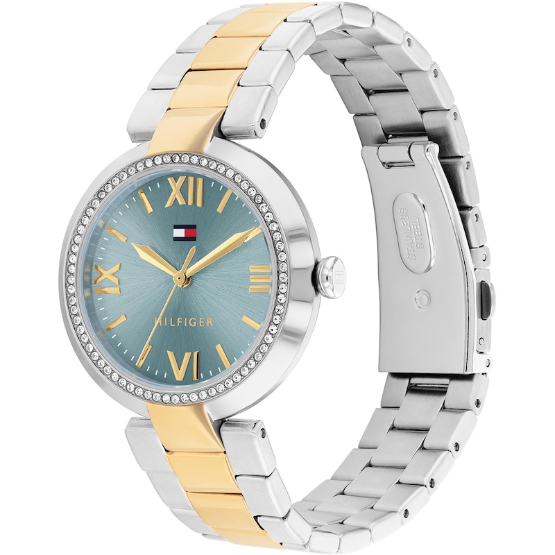 Tommy Hilfiger Ladies' Stone Set Bezel Two Tone Bracelet Watch