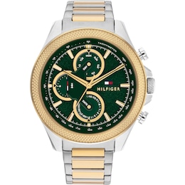 Tommy Hilfiger Men's Green Dial Two Tone Bracelet Watch