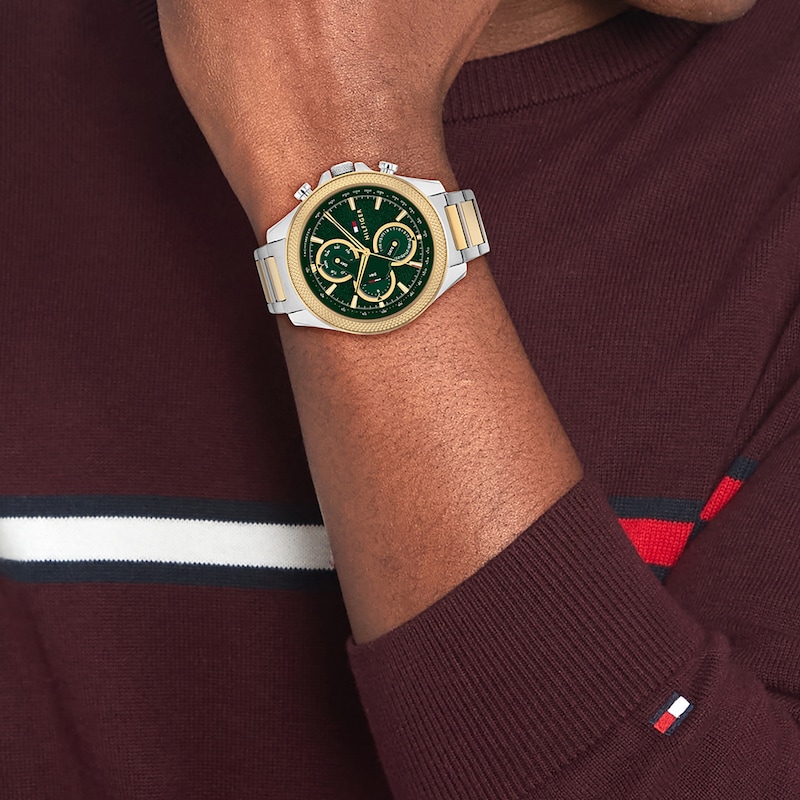 Main Image 4 of Tommy Hilfiger Men's Green Dial Two Tone Bracelet Watch