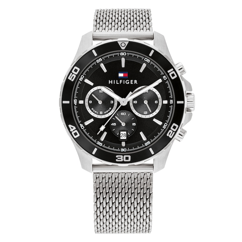 Main Image 1 of Tommy Hilfiger Men's Black Chronograph Dial Stainless Steel Mesh Bracelet Watch