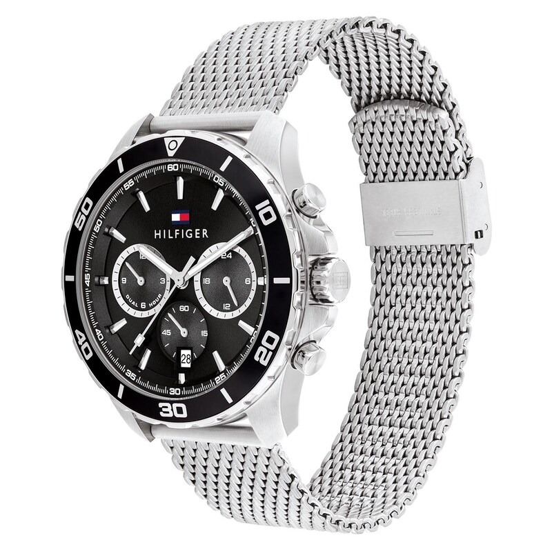 Main Image 2 of Tommy Hilfiger Men's Black Chronograph Dial Stainless Steel Mesh Bracelet Watch