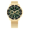 Thumbnail Image 1 of Tommy Hilfiger Men's Green Chronograph Dial Gold Tone Mesh Bracelet Watch