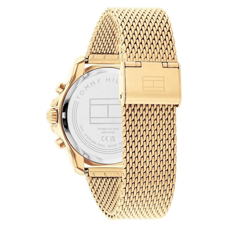 Tommy Hilfiger Men's Green Chronograph Dial Gold Tone Mesh Bracelet Watch