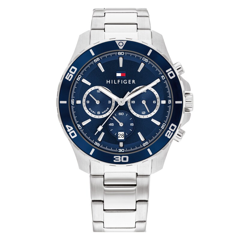 Tommy Hilfiger Men's Blue Chronograph Dial Stainless Steel Bracelet ...