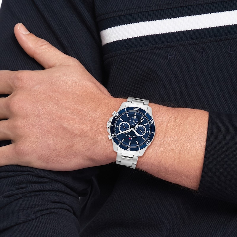 Main Image 4 of Tommy Hilfiger Men's Blue Chronograph Dial Stainless Steel Bracelet Watch