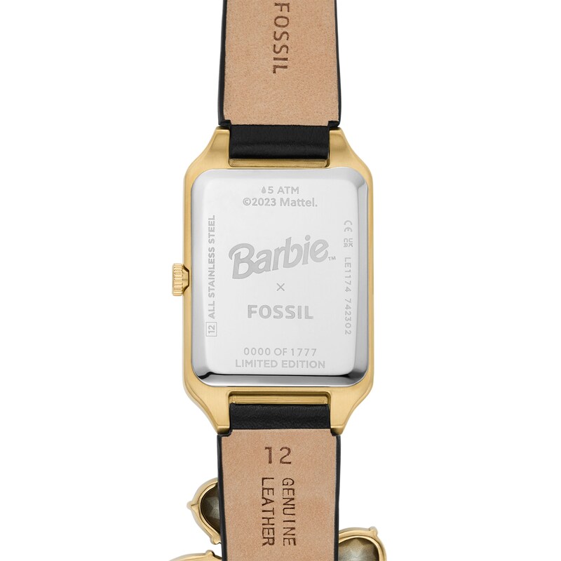 Main Image 3 of Fossil X Barbie Limited Edition Black Leather Watch & Charm Set