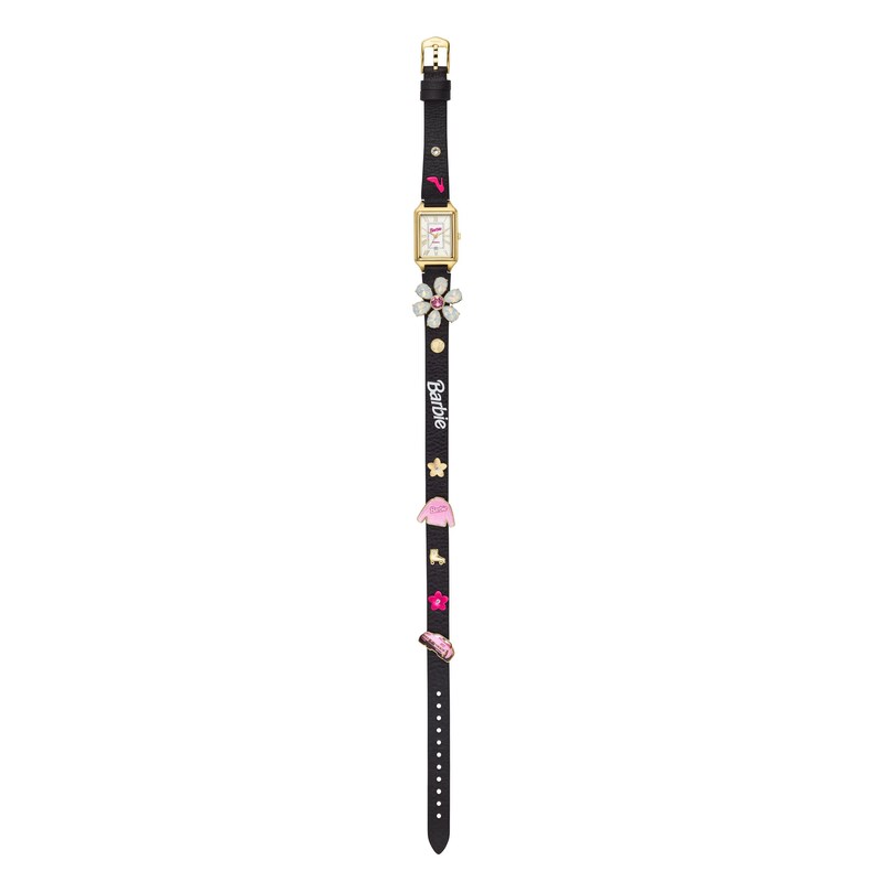 Main Image 5 of Fossil X Barbie Limited Edition Black Leather Watch & Charm Set