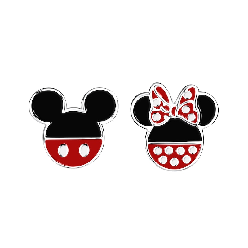 Disney Sterling Silver Mickey & Minnie Mouse Stud Earrings