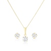 Thumbnail Image 1 of 9ct Yellow Gold Cubic Zirconia Solitaire Pendant And Earrings Jewellery Set