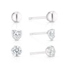 Thumbnail Image 0 of Sterling Silver Round & Heart CZ And 5mm Ball Set of 3 Stud Earrings