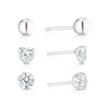 Thumbnail Image 1 of Sterling Silver Round & Heart CZ And 5mm Ball Set of 3 Stud Earrings