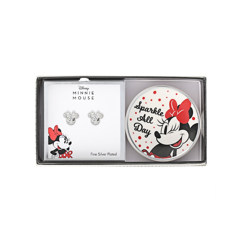 Disney Minnie Mouse Trinket Tray & Crystal Earrings Set