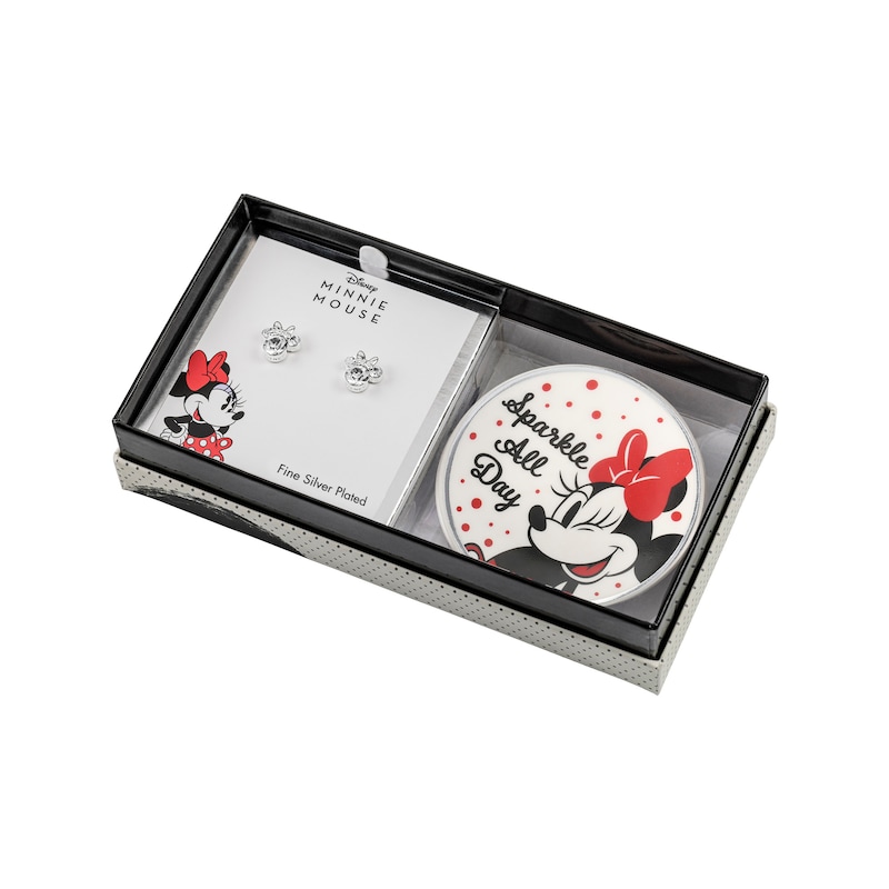 Main Image 2 of Disney Minnie Mouse Trinket Tray & Crystal Earrings Set