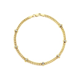 9ct Yellow Gold Cubic Zirconia Curb Chain Bracelet