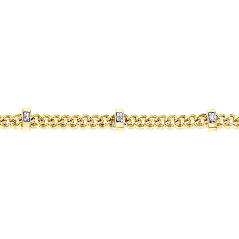 Main Image 2 of 9ct Yellow Gold Cubic Zirconia Curb Chain Bracelet