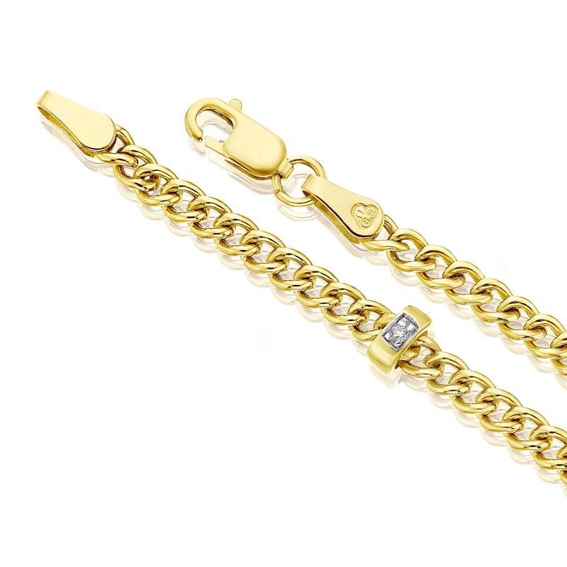 Main Image 3 of 9ct Yellow Gold Cubic Zirconia Curb Chain Bracelet