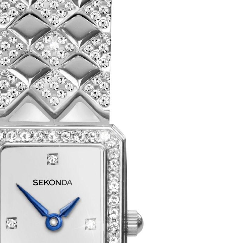Main Image 2 of Sekonda Sparkle Ladies' White Dial Blue Detail Silver Tone Bracelet Watch
