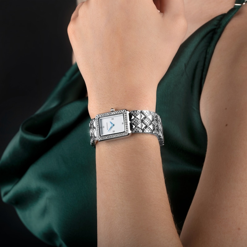 Main Image 6 of Sekonda Sparkle Ladies' White Dial Blue Detail Silver Tone Bracelet Watch