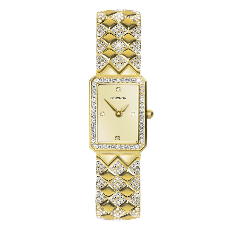 Main Image 1 of Sekonda Sparkle Ladies' Champagne Dial Blue Detail Gold Tone Bracelet Watch