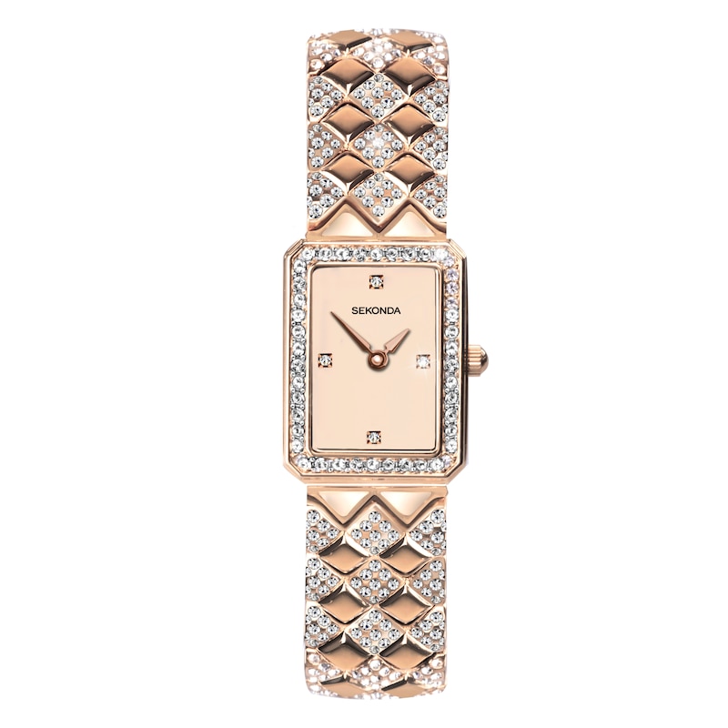 Main Image 1 of Sekonda Sparkle Ladies' Rose Dial Blue Detail Rose Tone Bracelet Watch