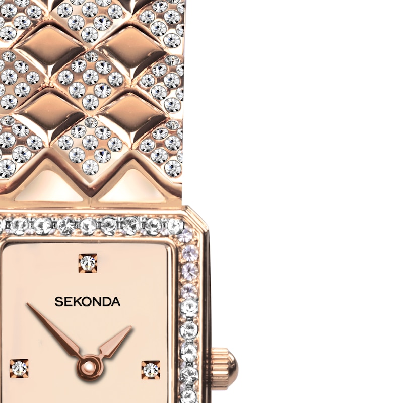 Main Image 2 of Sekonda Sparkle Ladies' Rose Dial Blue Detail Rose Tone Bracelet Watch