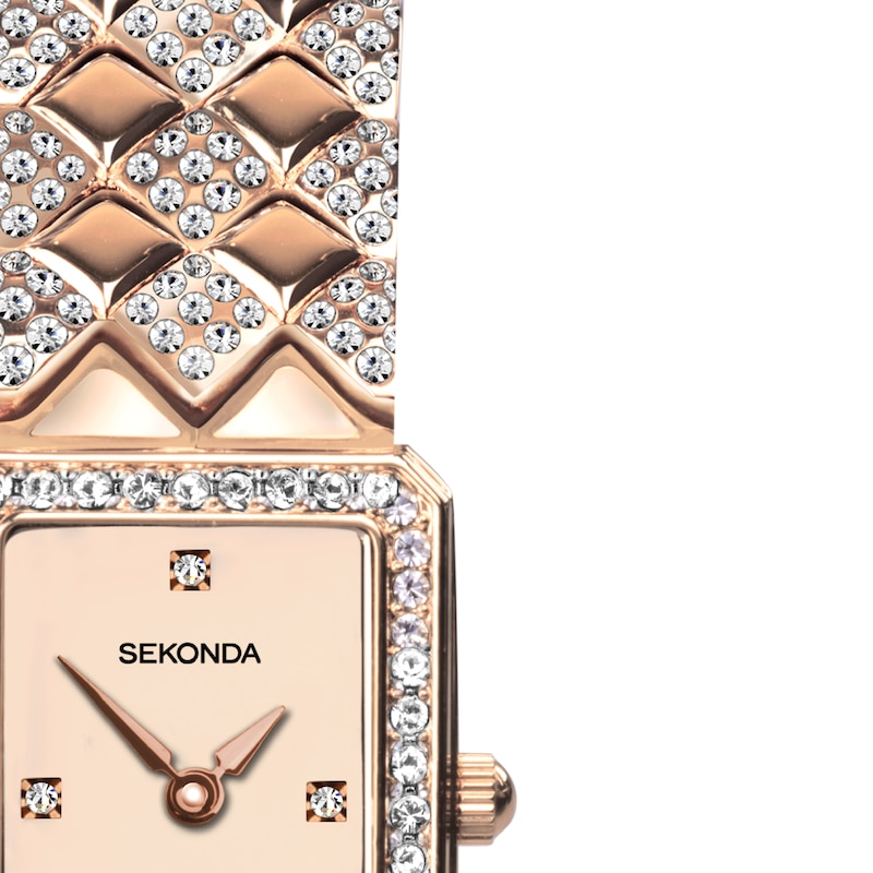 Sekonda Sparkle Ladies' Rose Dial Blue Detail Rose Tone Bracelet Watch