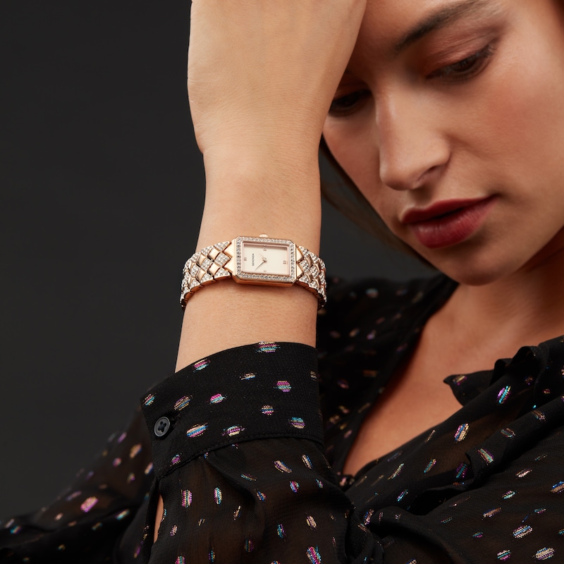 Main Image 7 of Sekonda Sparkle Ladies' Rose Dial Blue Detail Rose Tone Bracelet Watch