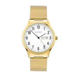 Sekonda Easy Reader Men's White Dial Gold Tone Expander Bracelet Watch