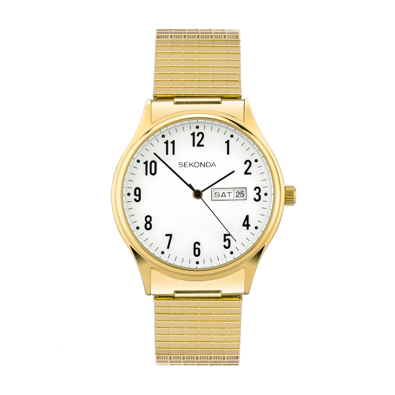 Sekonda Easy Reader Men's White Dial Gold Tone Expander Bracelet Watch