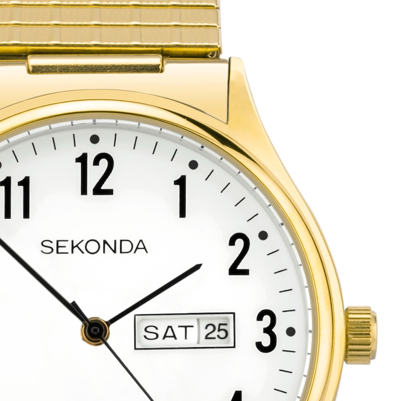 Sekonda Easy Reader Men's White Dial Gold Tone Expander Bracelet Watch