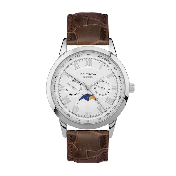 Sekonda Moonphase Men's Brown Leather Strap Watch